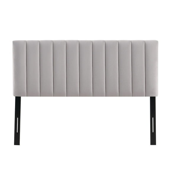 Light Grey Modern Channel-Tufted Headboard, Queen