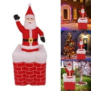 Christmas Inflatable Doll Lifting Chimney Santa Claus Light Ornaments Red