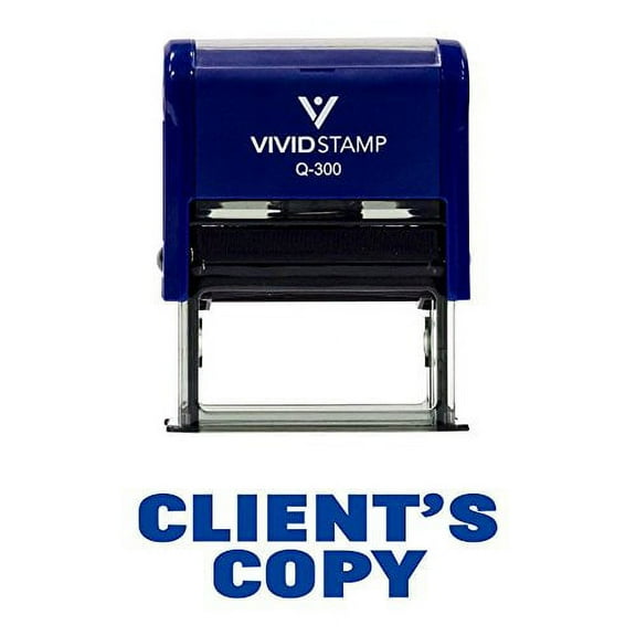 Vivid Stamp Clients Copy Self-Inking Office Rubber Stamp (Blue) - Large