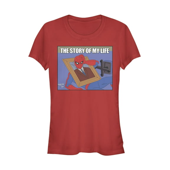 Junior's Marvel Spider-Man Story of Life  Graphic Tee Red Medium