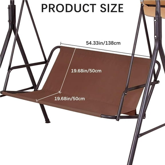 Swing Seat Cover Replacement Swing Chair Bench Cover 600D Thickened Oxford Cloth Waterproof Porch Patio Cushion Replacement for Outdoor Garden Yard Swings Brown 54x19.7x19.7in