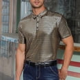thumbnail image 5 of Mens 70S Disco Costume Bronzing Lapel Shirt Short Sleeve Button Down T Shirts, 5 of 9