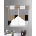 thumbnail image 3 of Brown Grey Swag Valances for Windows, Modern Brown Geometric Rod Pocket Sheer Valances for Small Windows, Swag Toppers Light Filtering for Kitchen Living Room 2 Panels 28''x36'', 3 of 6