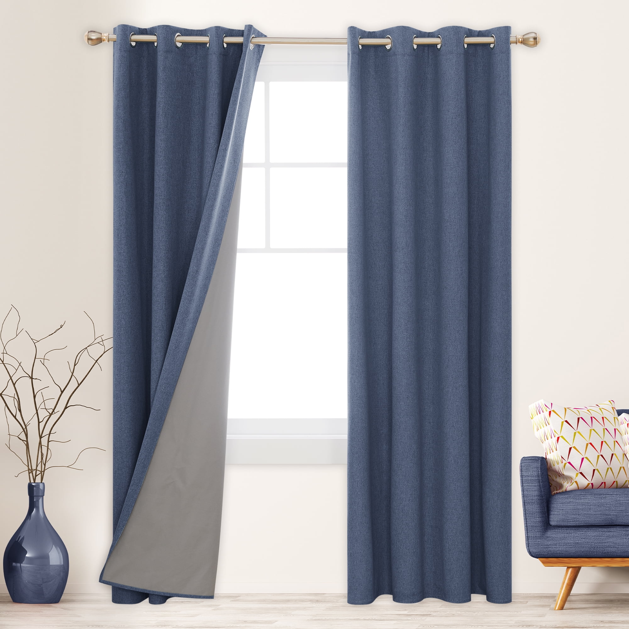 Deconovo Total Blackout Curtains 84 inch Length 2 Panels Set, Thermal