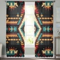 thumbnail image 3 of Orange Teal Boho Semi Sheer Curtains 84 Inch Length 2 Panels Set, Southwestern Ethnic Abstract Geometric Sheer Kitchen Curtain Privacy Voile Window Curtain for Living Room Bedroom Rod Pocket Drapes, 3 of 7