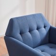 thumbnail image 3 of Linen Fabric Reading Chair with Solid Wood Legs,Upholstered Single Sofa with Diamond-Shaped Tufted Back for Living room,Bedroom & Study Room,Blue, 3 of 6