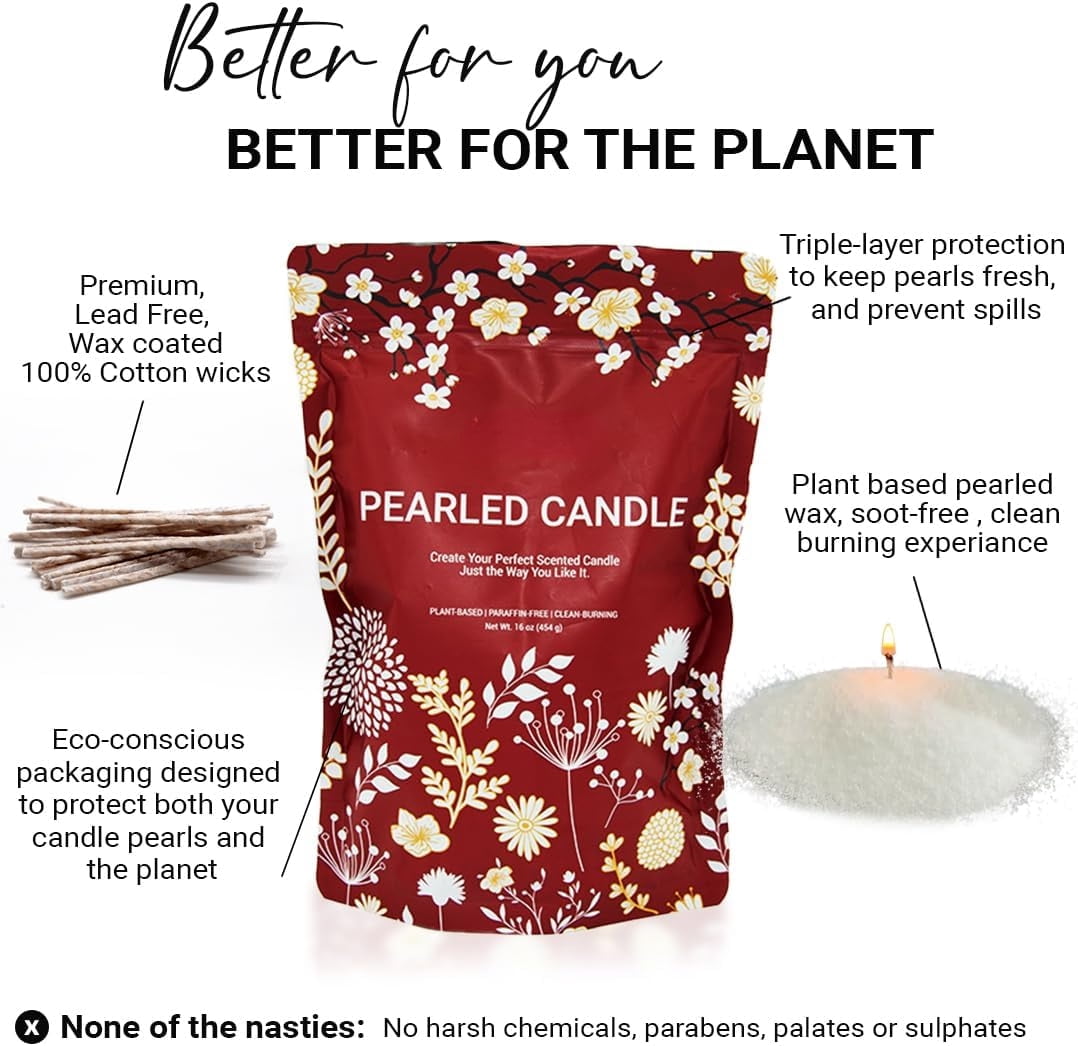 Long Lasting Sand Candle Wax Set, Pearled Candle – Refillable Non-Toxic Luxury Pearled Sand with Wicks for Candle Making, DIY Candle Making