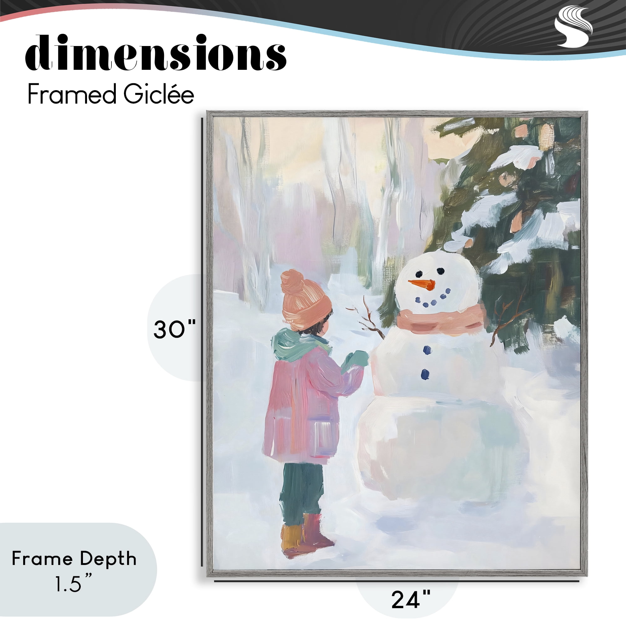 Stupell Industries Girl & Snowman in Winter Gray Framed Giclee Art, design by The Prints Vibe
