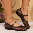 thumbnail image 5 of Jelly Mesh Ballet Flats for Women Fishnet PVC Clear Hollow Jellies Sandals Comfortable Beach Ballerina Flats Shoes Black 8.5, 5 of 7