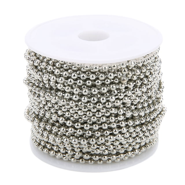 Cadenas de bolas de metal de 1,5 mm, cuentas de bolas de cadena de collar, cadena de bolas de cadena de cuentas de 10 yardas, cadena de cuentas a granel, etiqueta de perro, artesanías de bricolaje