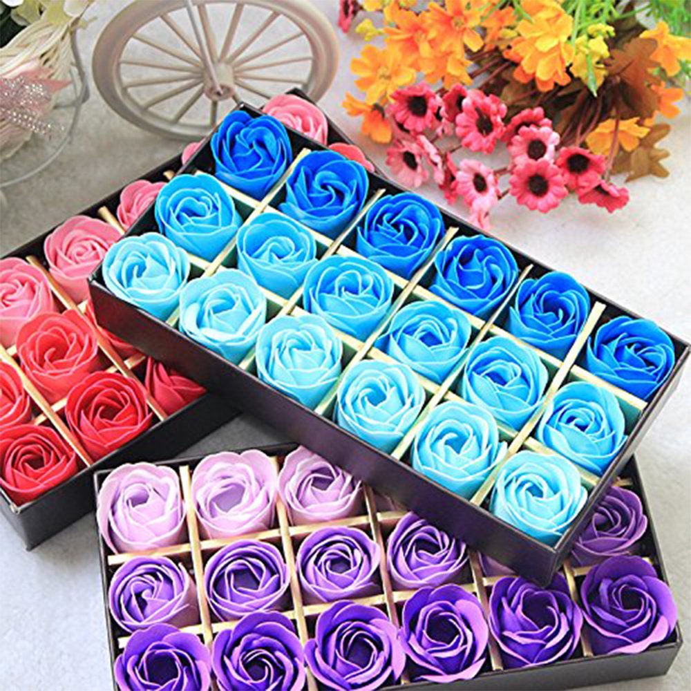 18PCS Flora Scented Bath Soap Rose Flower, Plant Essential Soap, Gift