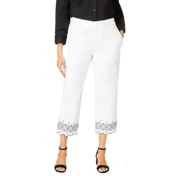 Jessica London Women's Plus Size Stretch Poplin Classic Cropped Straight Leg Pant