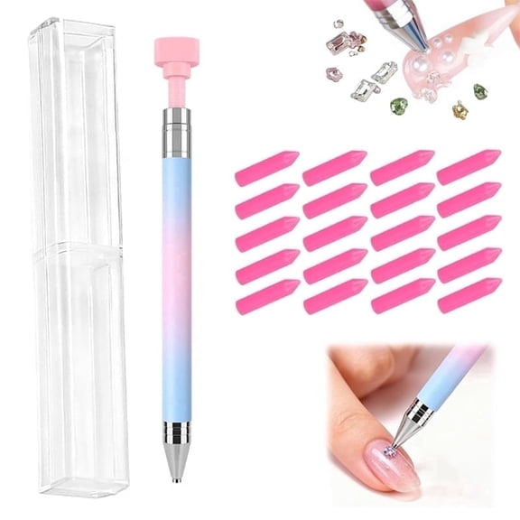 Diamond Art Painting Pen,, Automatic Refillable Wax Pen, Diamond Painting Pen with Wax Refills, Rapid Bead/Gem/Rhinestone Picker for Diamond Painting, Nail Art & DIY Crafts (Pink Blue)