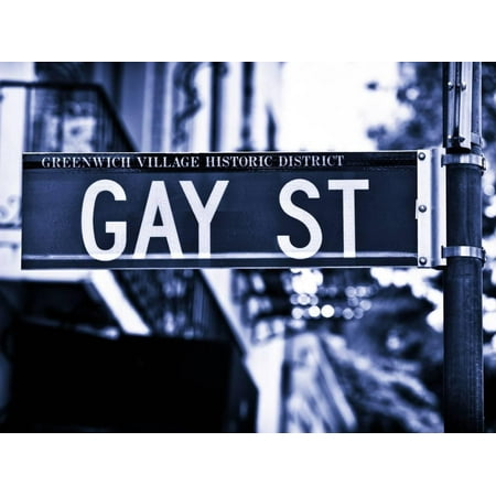 Urban Sign, Gay Street, Greenwich Village District, Manhattan, New York, Blue Light Photography Print Wall Art By Philippe