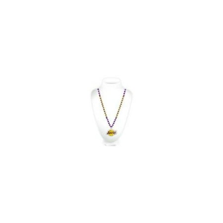 Los Angeles Lakers Mardi Gras Beads with Medallion
