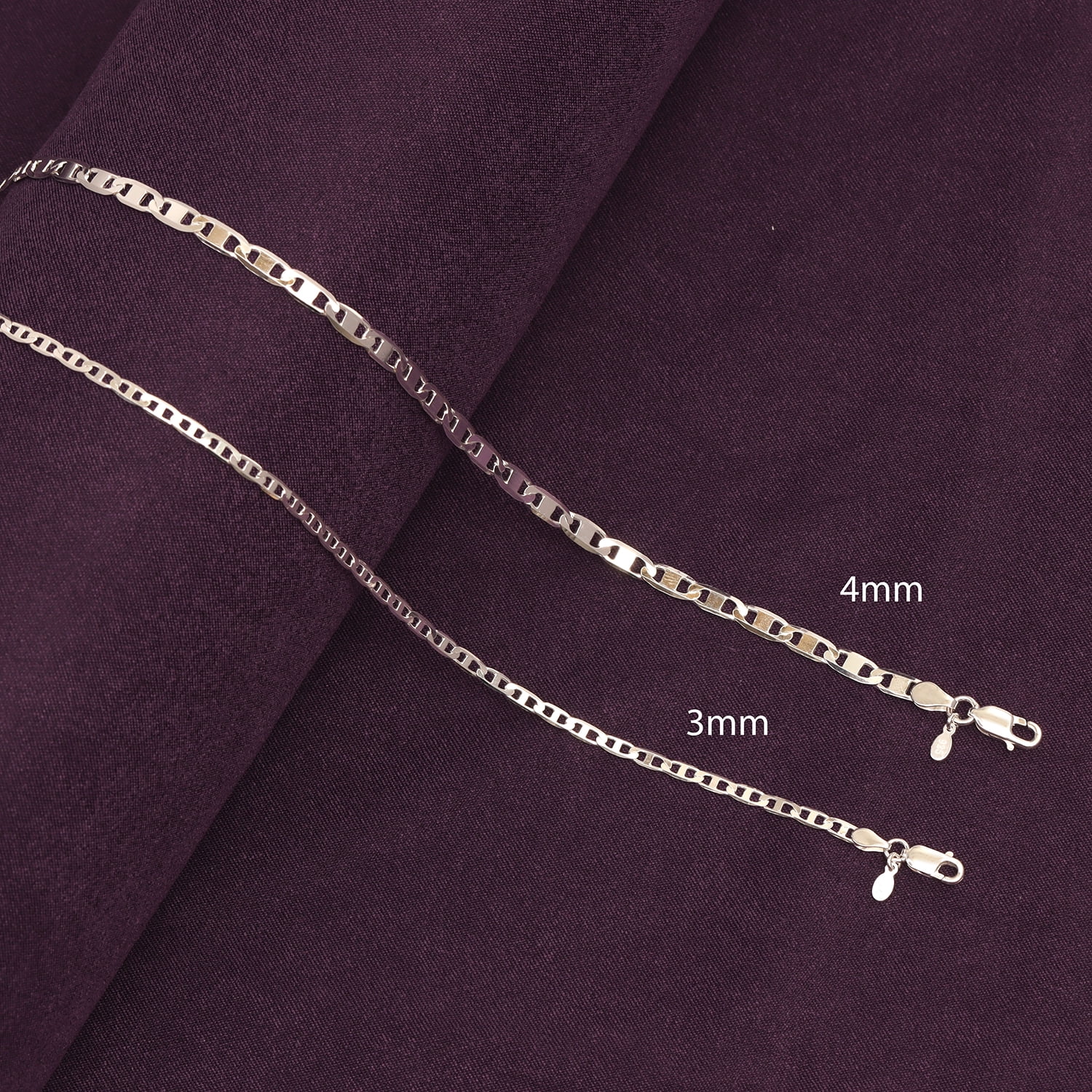 LeCalla 925 Sterling Silver Chain Necklace for Men and Women, 3MM Italian Mariner Link Chain Necklace 22" Inch Jewelry Gifts-Ready