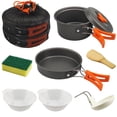 thumbnail image 1 of Camping Cooking Set,7Pcs Camping Pan Set for Backpack Cookware Pot and Pans Set, Survival Cooking Kit for Hiking Cooking Gear Outdoor Cooking and Picnic,Hiking, Picnic (Orange), 1 of 4