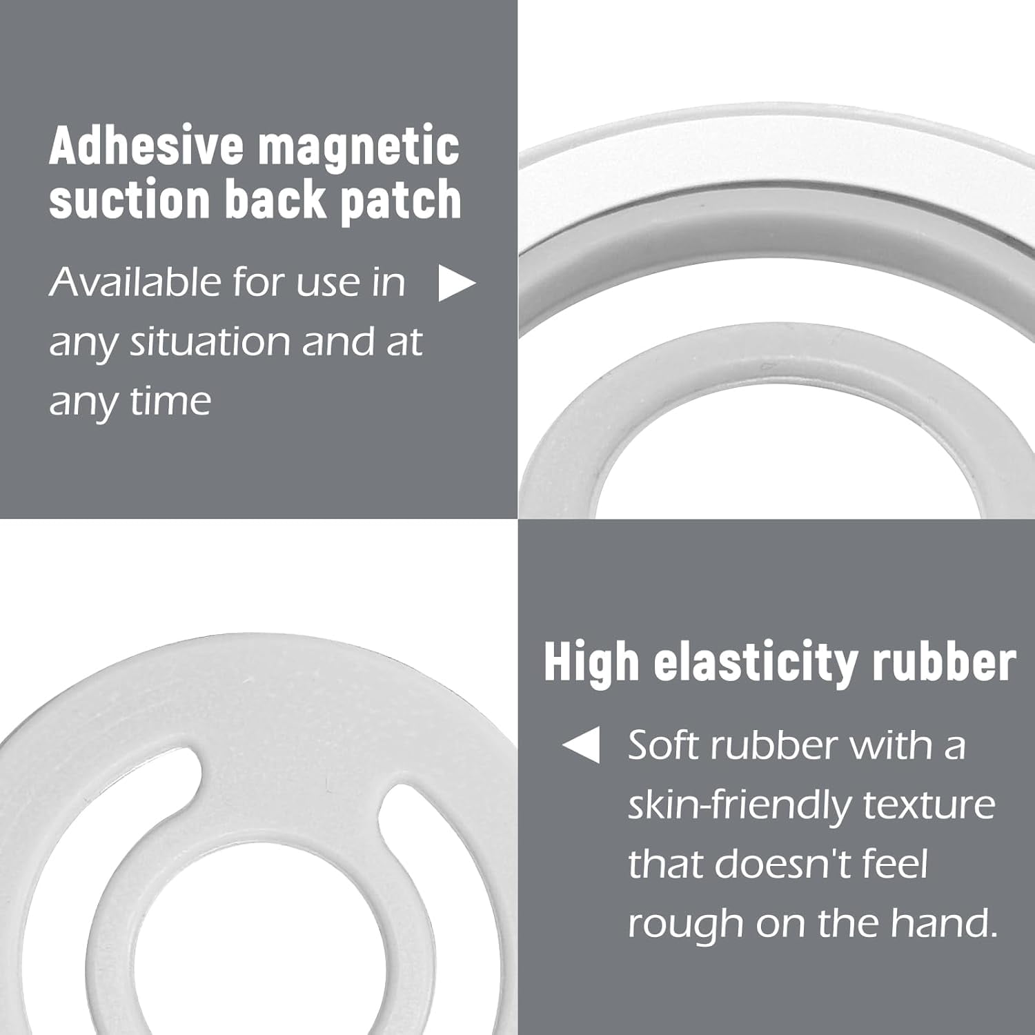 MKEUDQ-Ultra-Thin Double Side Magnetic Silicone Comfy Ring Grip Phone Holder with Enhanced Magnetic Ring for Phone Case,Compatible with All Smartphones Android, Samsung etc (White)