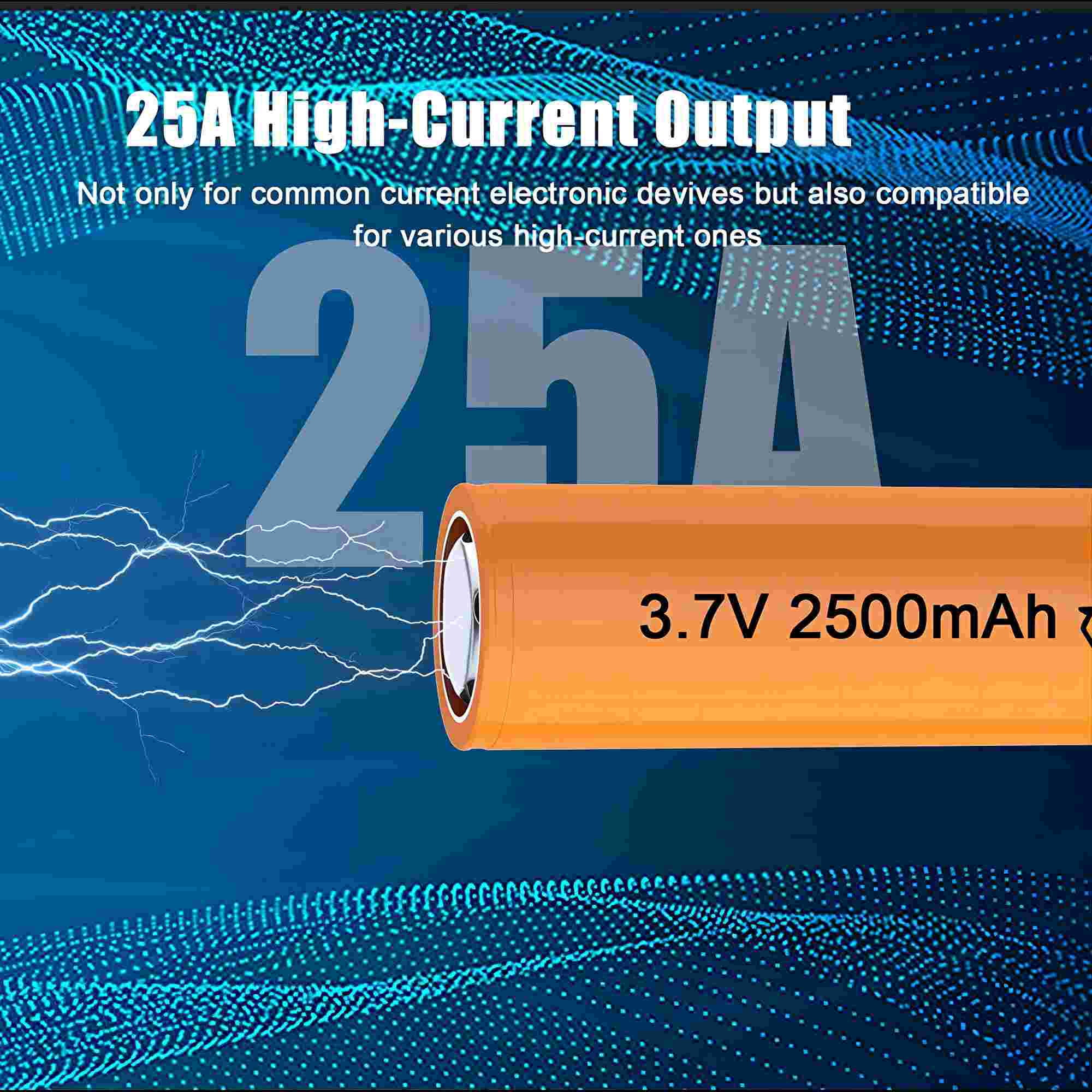 2 Pack Batteries for 3.7 Volt 2500mAh Rechargeable Flat Top Battery, Suitable for Flashlight, Camera, Small Fan