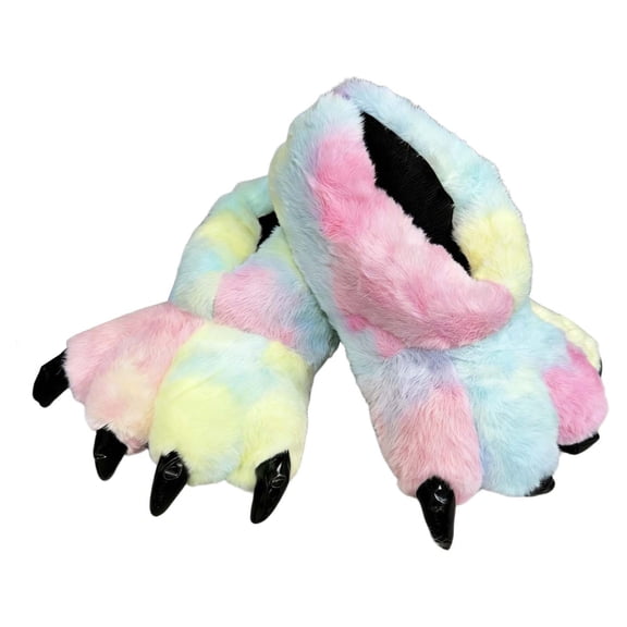 Women Plush Animal Paw Slippers Funny Novelty Bear Claw Slippers Cozy Furry Warm Memory Foam Slippers Gifts for Christmas Valentine's Day