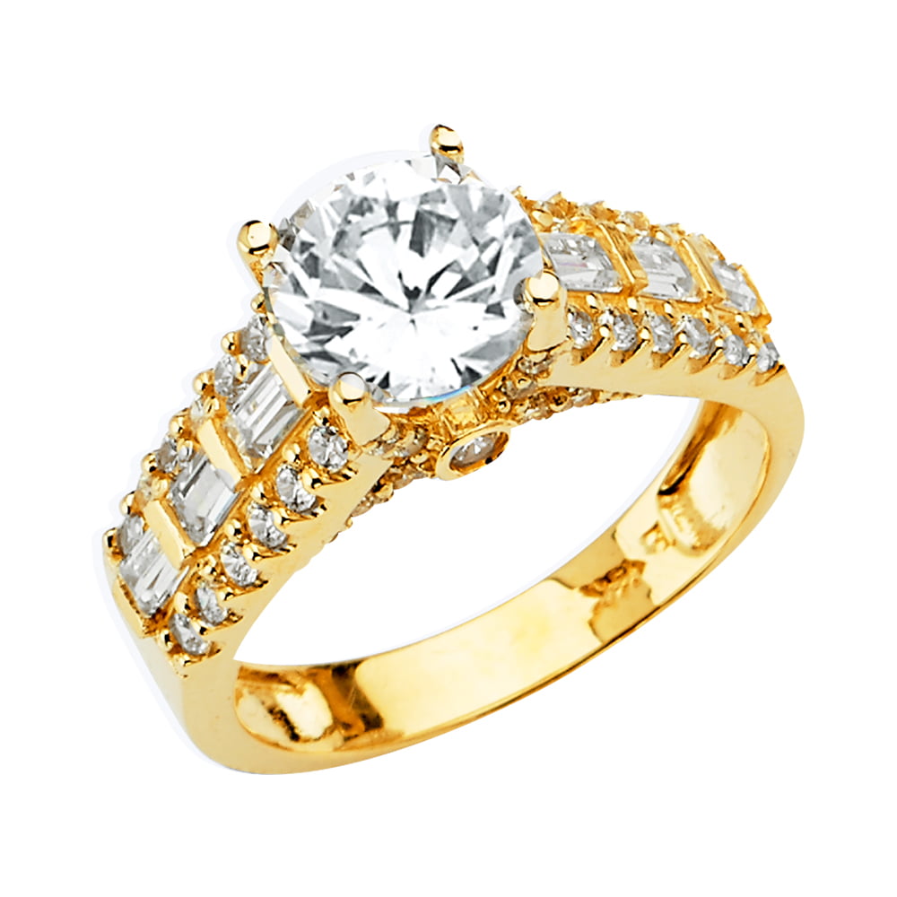 Multiple Sizes Available GoldenMine Ladies 14K Yellow Gold CZ Right Hand Ring
