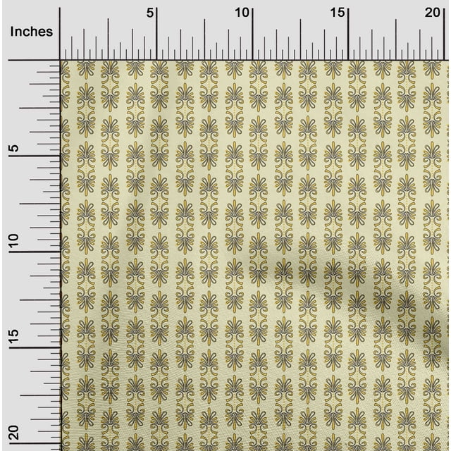 oneOone Cotton Cambric Fabric Dot & Floral Block Printed Craft Fabric BTY 56 Inch Wide