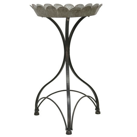 Black Painted Metal - Cole - 29 inch Metal Accent Table - Galvanized Top Tray with Painted Black Metal Stand Base