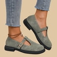 thumbnail image 5 of Puntoco Women'S Mary Jane Flats Shoes Casual Flats for Women Breathable Lightweight Women Dress Walking Shoes Army Green 7(39), 5 of 7