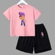 thumbnail image 3 of Conjunto de 2 piezas de camiseta y pantalones cortos divertidos para niños y adolescentes, de algodón, para verano, juego de lucha, Anime, Cosplay, ropa deportiva informal para niño y niña, conjunto p, 3 of 5