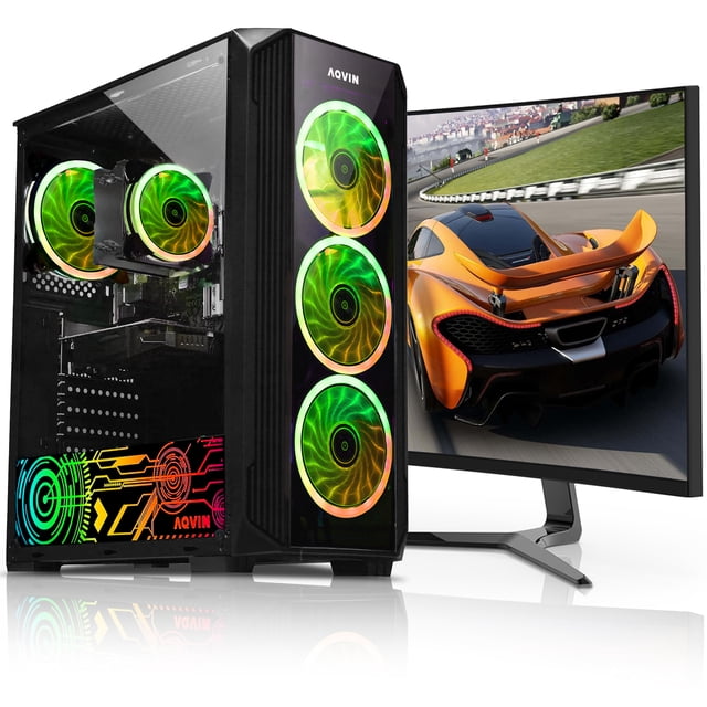 PC de Jeu AQVIN ZForce Tour Intel Core i7, 32 Go de RAM DDR4, SSD 1 To, Moniteur de Jeu Incurvé 27 Pouces, Geforce RTX 3060 12 Go GDDR6, Windows 11 Pro Wi‐Fi