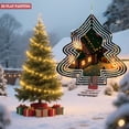 thumbnail image 3 of Stylish Metal Hanging Christmas Tree Wind Spinner - Festive Garden Decoration with Cozy House & Warm Lights Design, 3 of 7