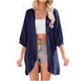 thumbnail image 3 of BXINGOHAI Cardigan for Women 3/4 Sleeve Lightweight Summer Cardigan Loose Beach Cover Up Navy 2XL, 3 of 7
