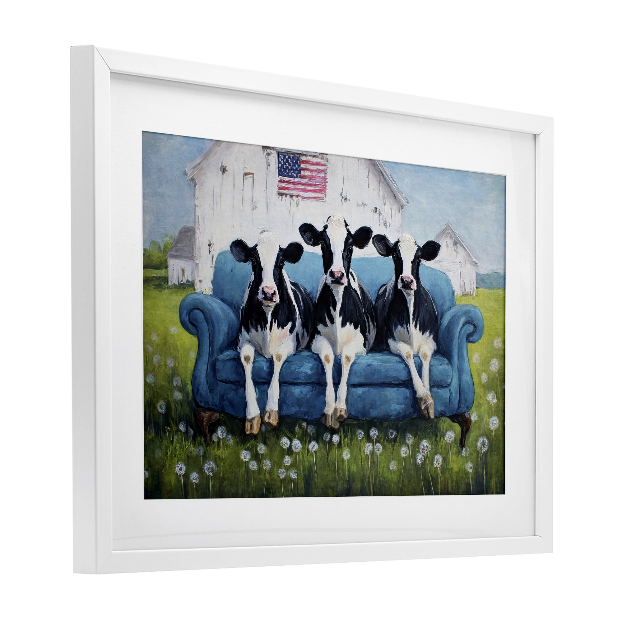 Stupell Industries Barnyard Sofa Sisters White Framed Print Under Glass, design by Tina LeCour