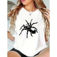 thumbnail image 1 of Camisetas de manga corta con estampado para niñas y niñas, de algodón, cómodas para uso diario, playera simple de veranoWomen's Fashion Geometric Spider Print T-Shirt, Casual Round Neck Short Sleeve, 1 of 6