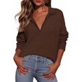 thumbnail image 2 of PRETTYGARDEN Women's Fall Quarter Zip Pullover Sweaters Dressy Casual Long Sleeve V Neck Collared Knit Jumper Tops, 2 of 7