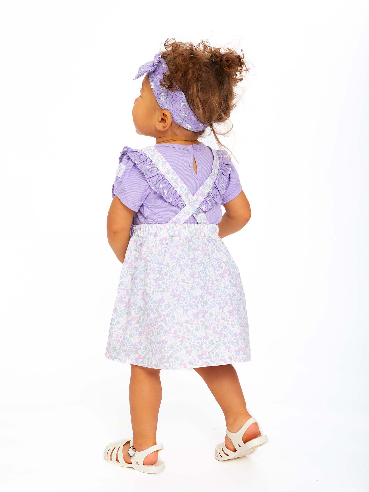 Disney Winnie The Pooh Baby Girls Pinafore Dress, Bodysuit and Headband, 3-Piece Set, Sizes 0-24 Months