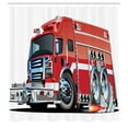 thumbnail image 3 of Ambesonne Cartoon Shower Curtain, Truck Rescue Team Art, 69"Wx75"L, Grey Red, 3 of 5