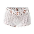 thumbnail image 3 of Short Pants For Women Solid Color Hollow Knit Pattern Three-Point Beach Short, 3 of 7