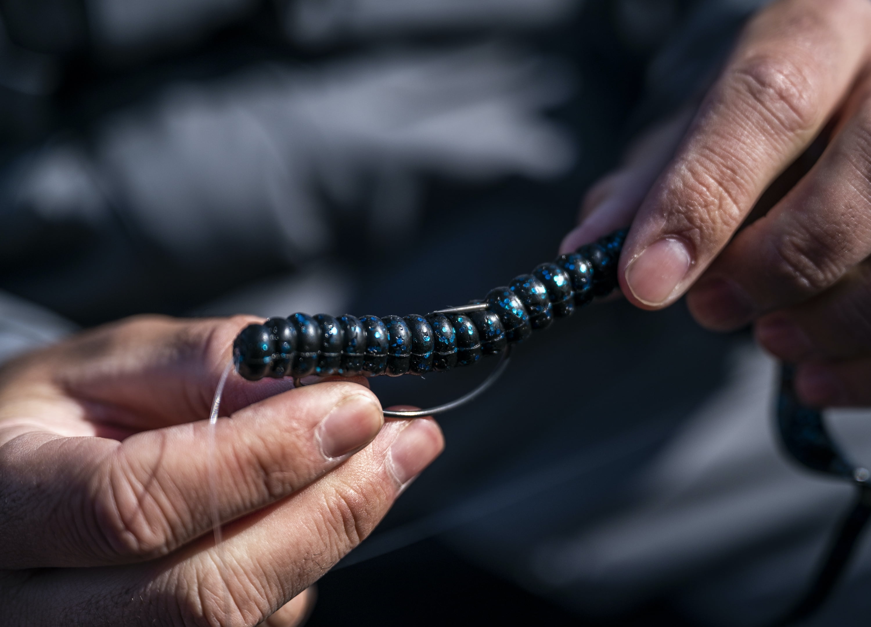 (2 pack) Berkley PowerBait® Power Worm Fishing Bait, Black/Blue, 7in
