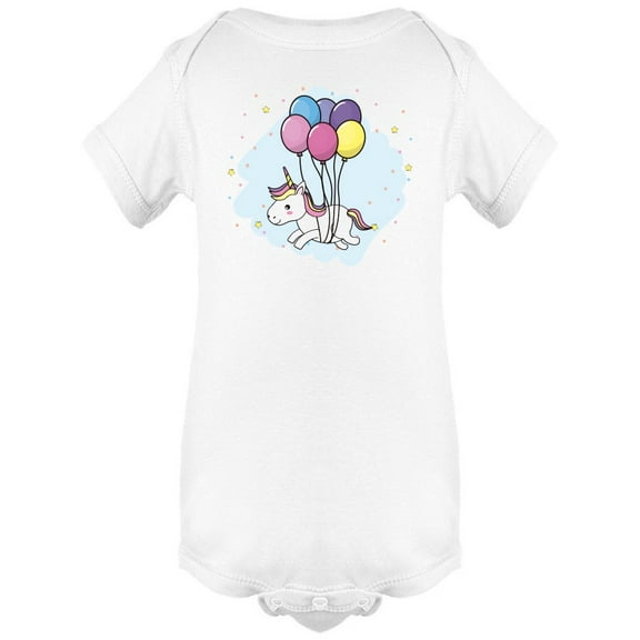 Unicorn With Balloons Cartoon Bodysuit Infant -Image by Shutterstock, 6 Months