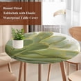 thumbnail image 4 of Sage Green Gold Round Tablecloth, Fitted Table Cover with Elastic for 36"-44" Round Tables, Aesthetics Flower Boho Watercolor Art Table Cloth Outdoor Indoor Dinning Party Waterproof Tablecloths, 4 of 7