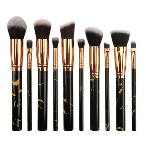 Beauty Clearance Under $15 10Pc Portable Makeup Brush Set, Brush, Eye Shadow Brush Set Black
