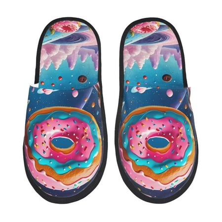 

Yiaed Colorful Donut Print Unisex House Slippers Slip on Warm Shoes Indoor Outdoor with Anti-slip sole-Medium