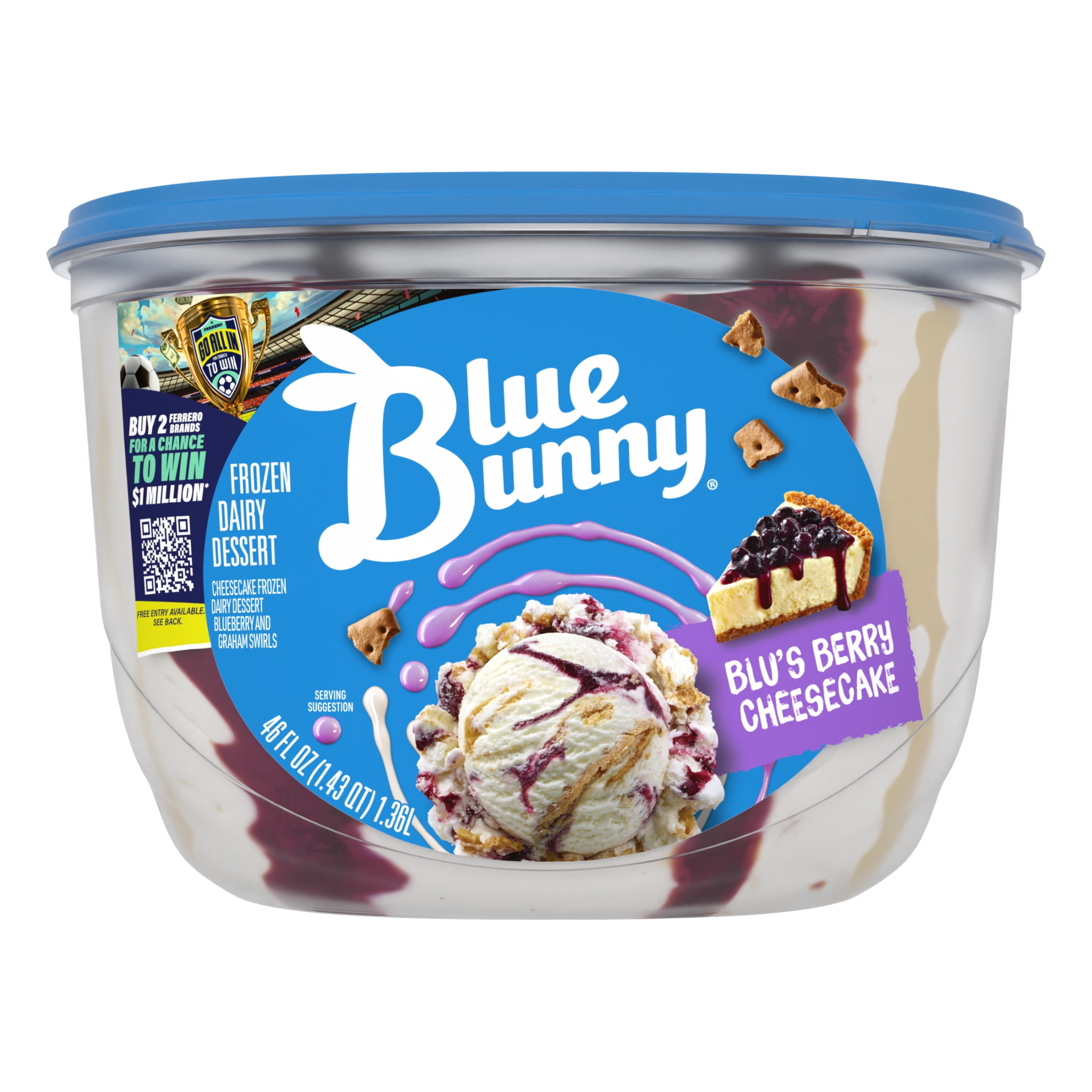 Blue Bunny Blu's Berry Cheesecake Blueberry Frozen Dessert, 46 fl oz Tub