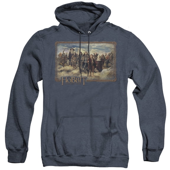The Hobbit Hobbit & Company Adult Heather Hoodie Sweatshirt Navy
