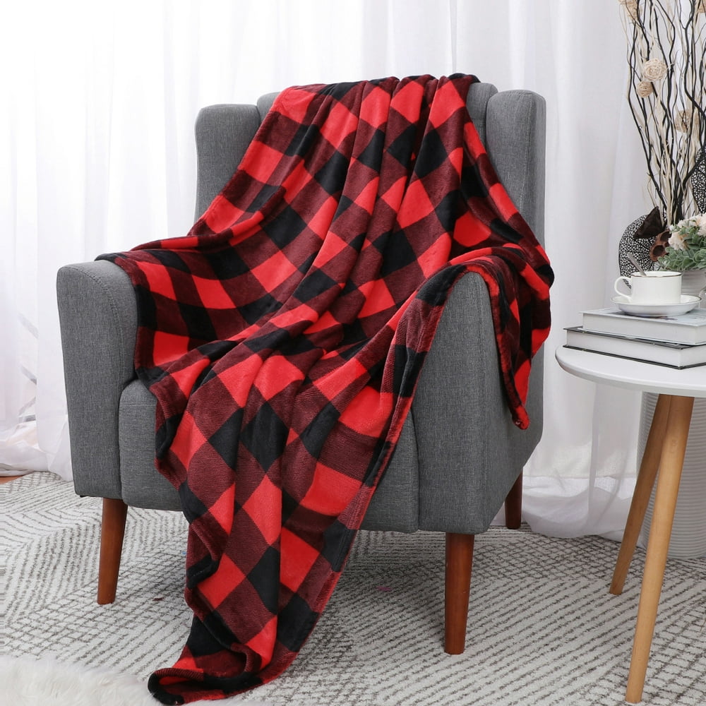 Buffalo Plaid Flannel Fleece Blanket Twin Size Soft Fuzzy Lightweight