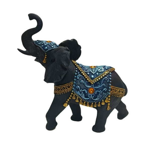 Lipstore Elephant Statue Animal Art Sculpture Ornament Decorative Elephant Figurine Resin Black
