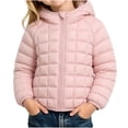 thumbnail image 2 of Children's Padded Jacket Dqueduo Girls' Hooded Puffer Full Zip Quilted Warm Outerwear Casual Winter Coat Jacket, 2 of 9