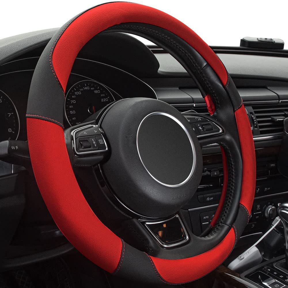 WHHW Red Universal Microfiber Leather Steering Wheel Cover,15 inch Steering Wheel Covers for Car Truck SUV,Breathable Anti Slip & Odor Free Wine Red WHHW Red Universal Microfiber Leather Steering Wheel Cover,15 inch Steering Wheel Covers for Car Truck SUV,Breathable Anti Slip & Odor Free Wine Red