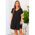 thumbnail image 4 of Vestido túnica liher de verano, manga corta, cuello en V, casual, negro, S, 4 of 5
